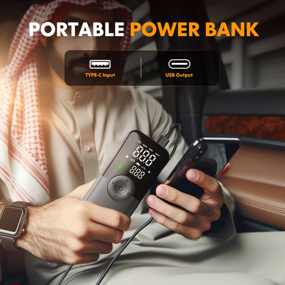 CARSUN Portable Wireless Car Tire Pump for Motorcycles and Bicycles