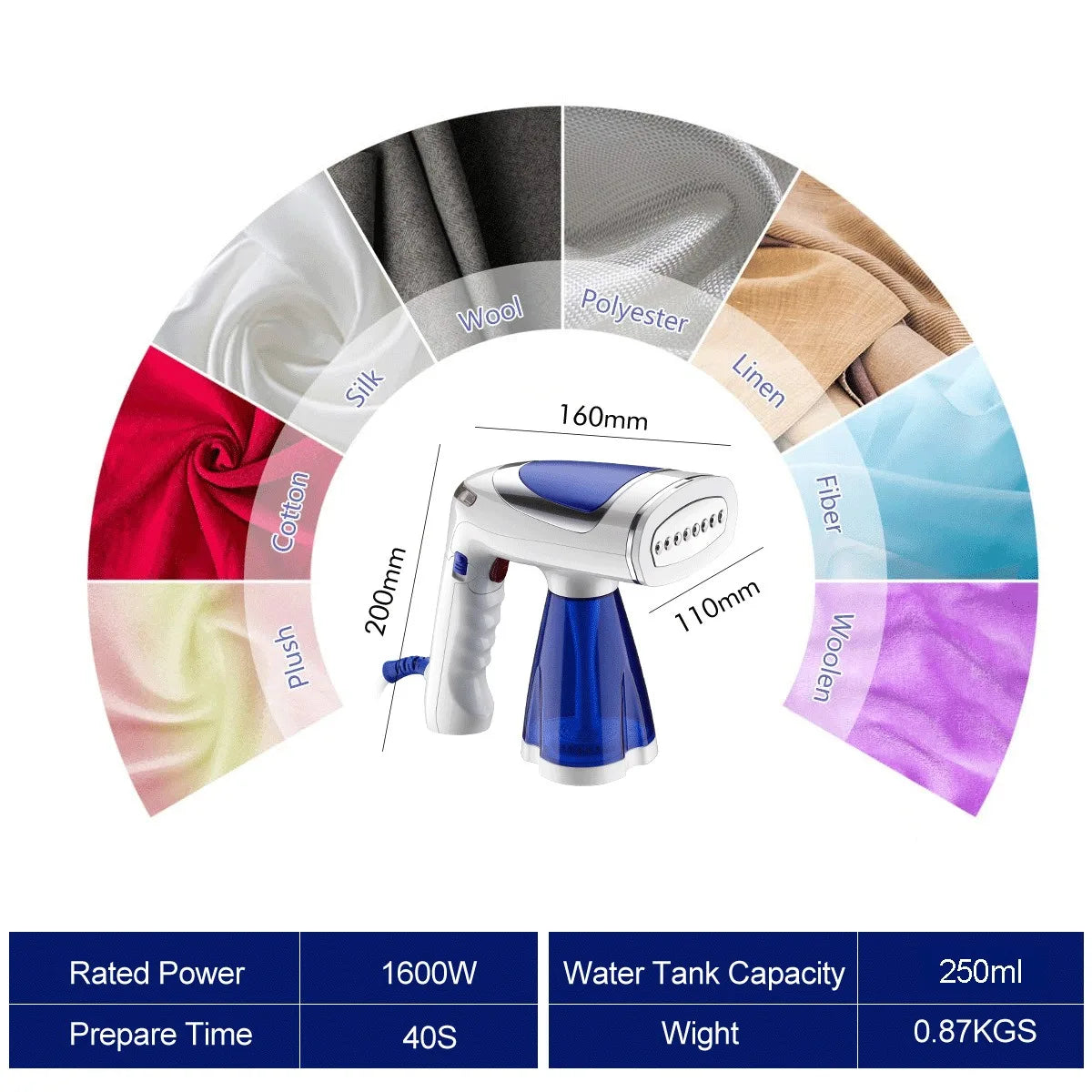 Portable garment steamer iron 1600W 110V-240V