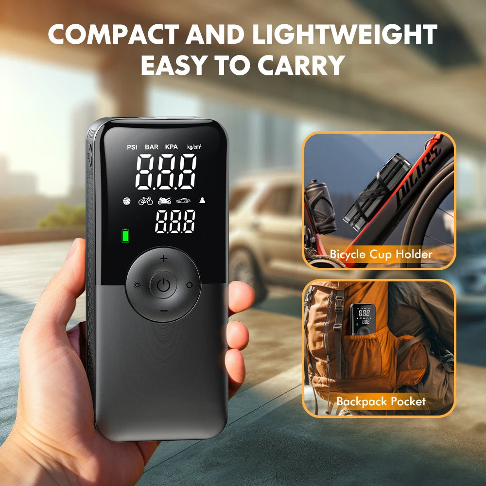 CARSUN Portable Wireless Car Tire Pump for Motorcycles and Bicycles