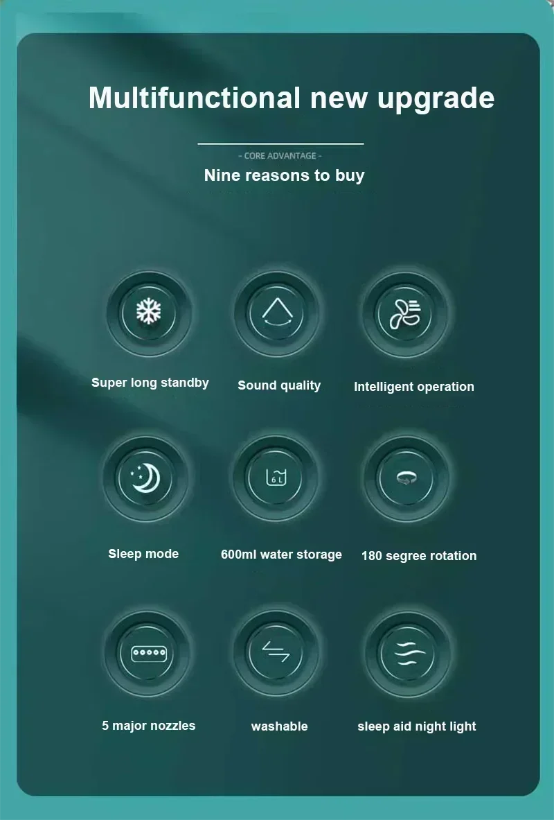 Summer Cooling Fan 3 in 1 Portable Desktop Humidifier USB Mini Air Conditioners Night Light