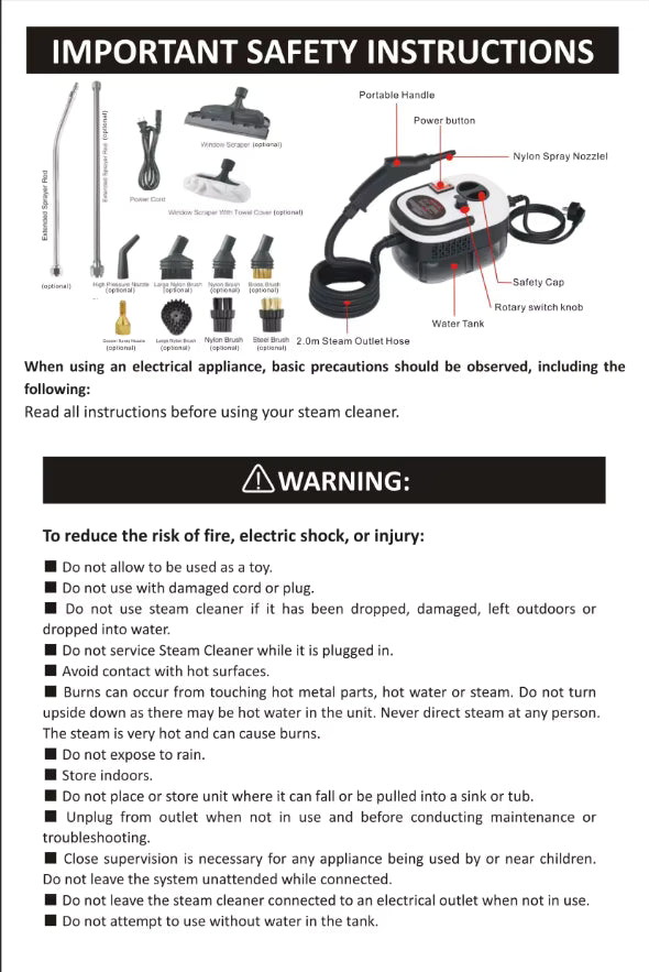 2500W Handheld High-Temperature Pressurized Steam Cleaner