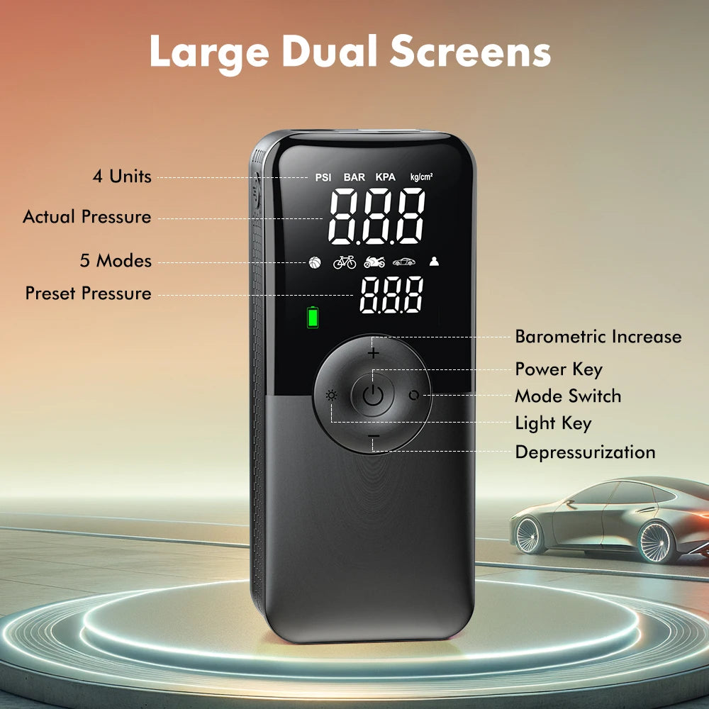 CARSUN Portable Wireless Car Tire Pump for Motorcycles and Bicycles