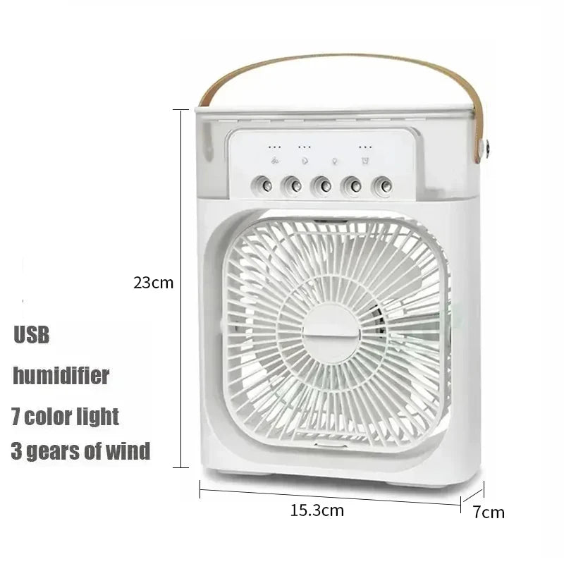 Summer Cooling Fan 3 in 1 Portable Desktop Humidifier USB Mini Air Conditioners Night Light