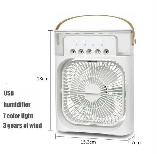 Summer Cooling Fan 3 in 1 Portable Desktop Humidifier USB Mini Air Conditioners Night Light