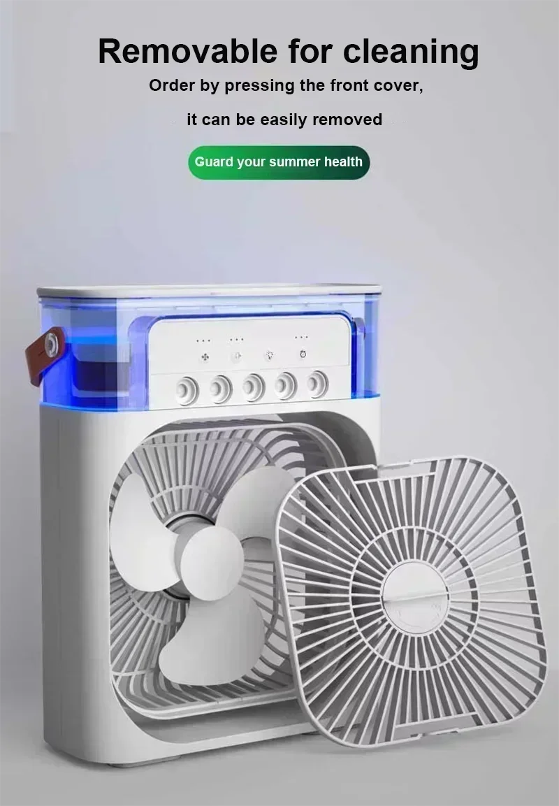 Summer Cooling Fan 3 in 1 Portable Desktop Humidifier USB Mini Air Conditioners Night Light
