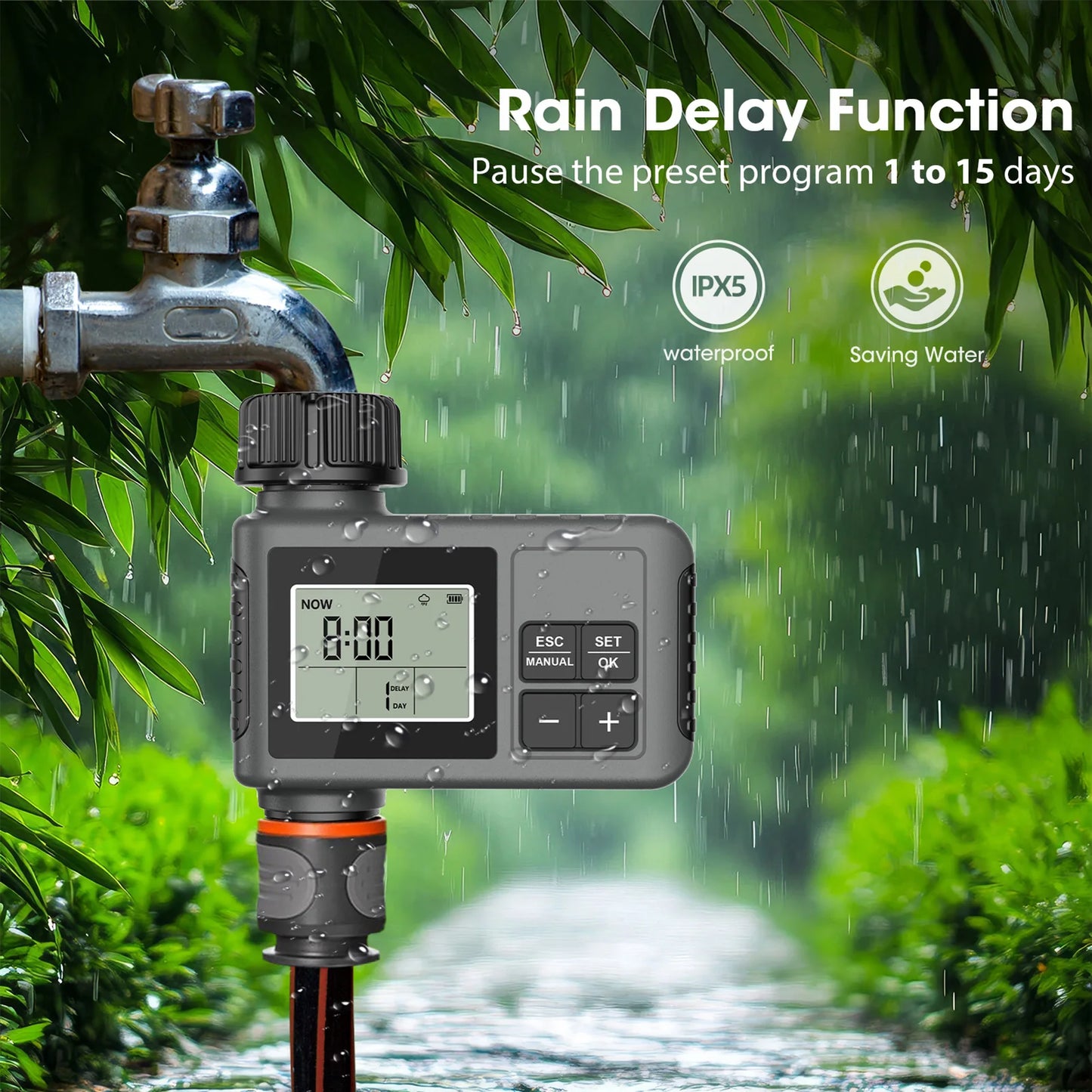 Programmable Garden Watering Timer IPX5 Intelligent