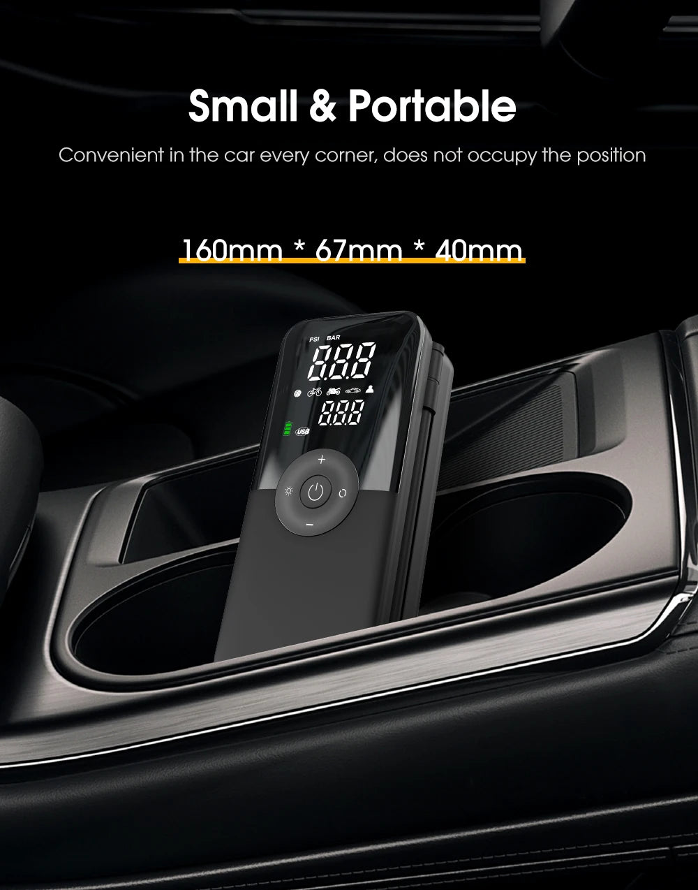 CARSUN Portable Wireless Car Tire Pump for Motorcycles and Bicycles