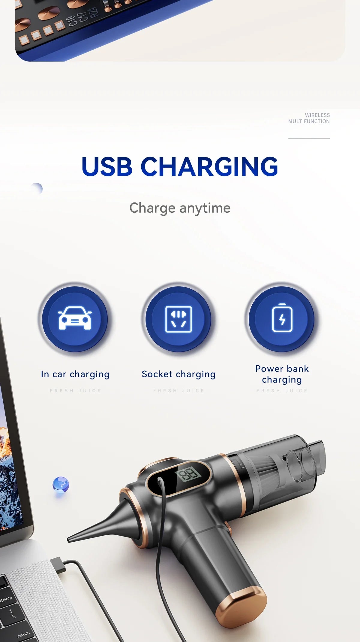 Cordless mini vacuum cleaner