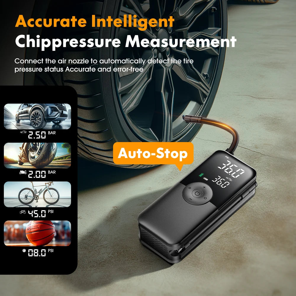 CARSUN Portable Wireless Car Tire Pump for Motorcycles and Bicycles